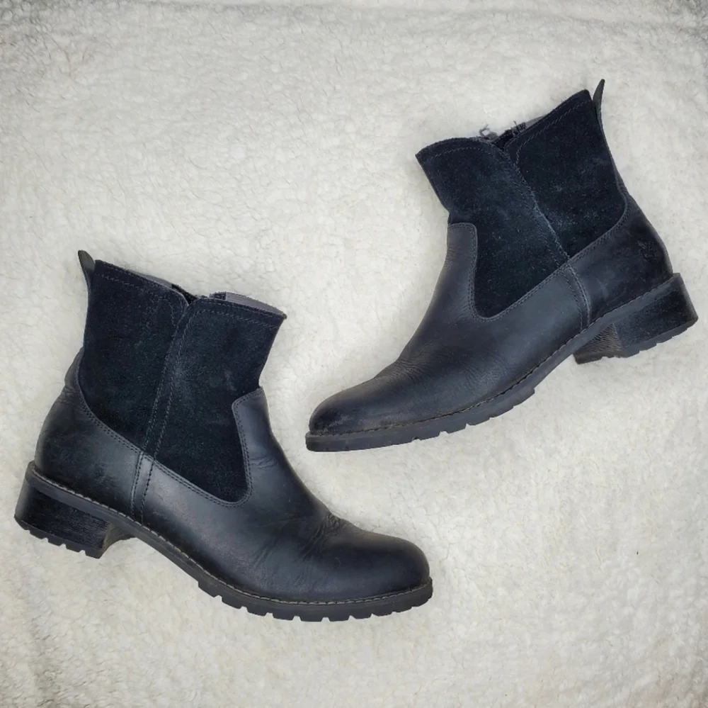 Timberland Bethel Black Suede Leather Biker Moto Fall Heeled Ankle Boots